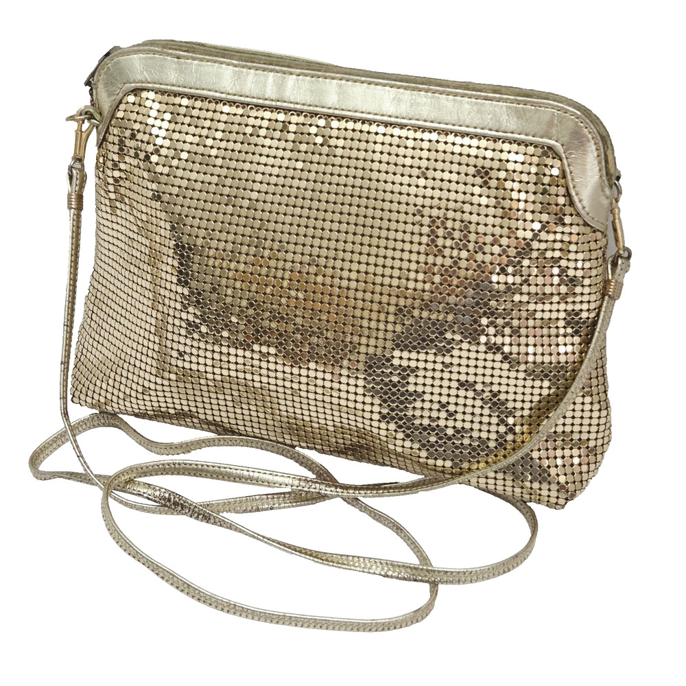 Vintage Whiting & Davis Gold Mesh Crossbody Shoulder Evening Cocktail Purse